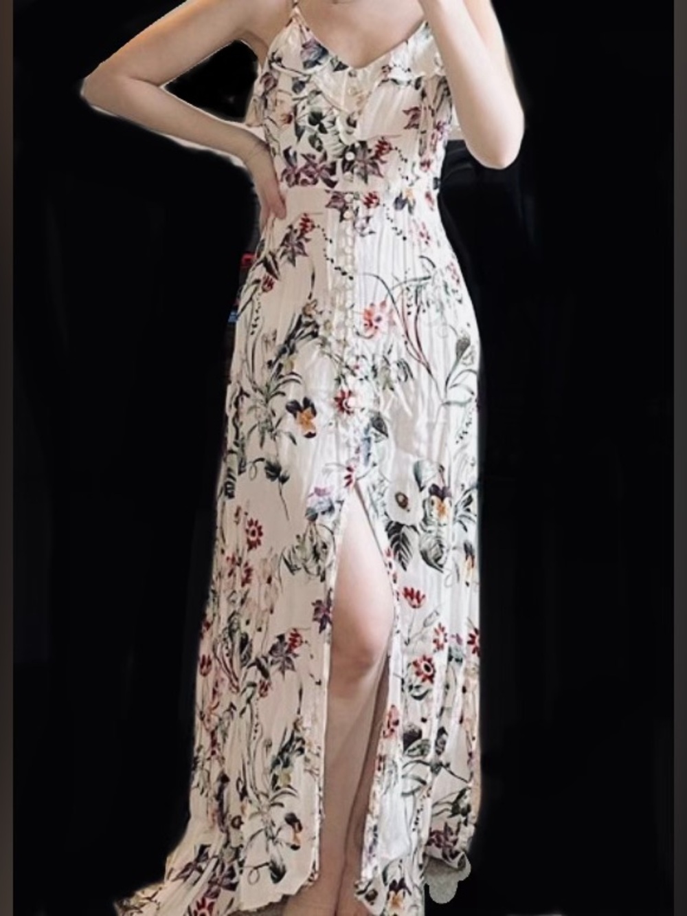 Lulu's Cream Floral Ruffle Dress